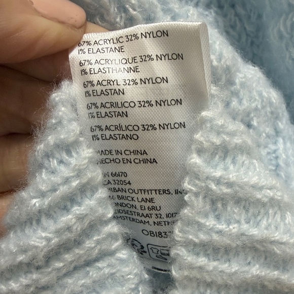 Kimchi Blue Light Blue Sweater with Cream Floral Buttons - Picture 9 of 9